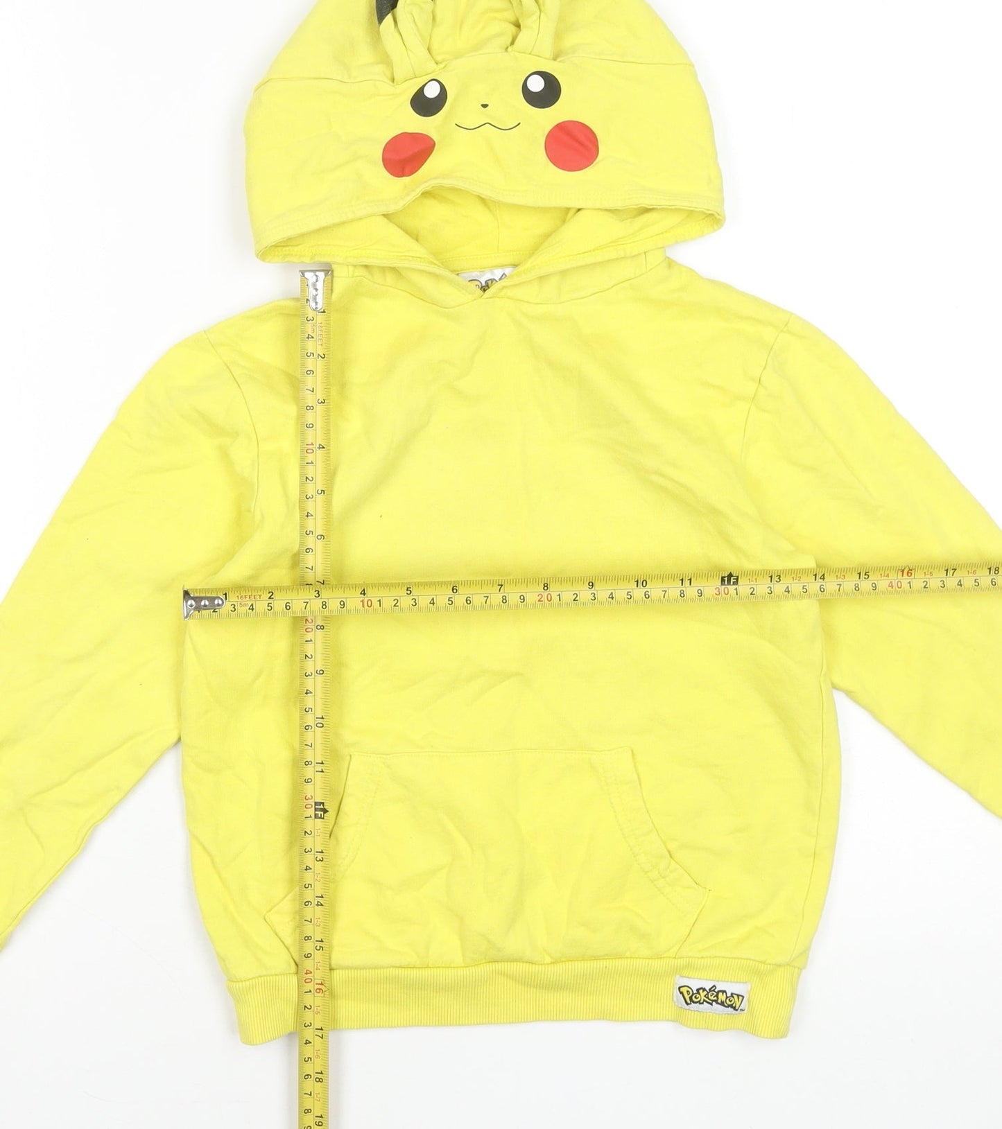 Pokémon Boys Yellow Pikachu Pullover Hoodie 7-8 Years 100% Cotton