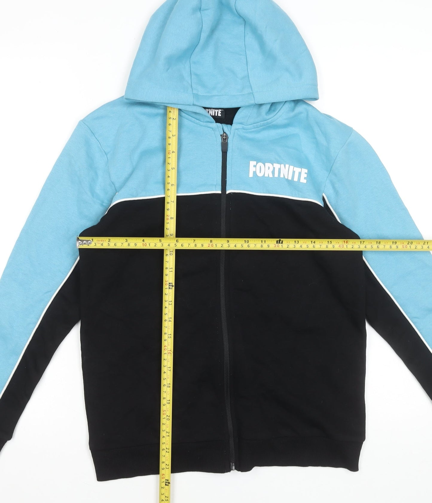 Fortnite Teens Blue Black Full Zip Hoodie L Cotton Blend