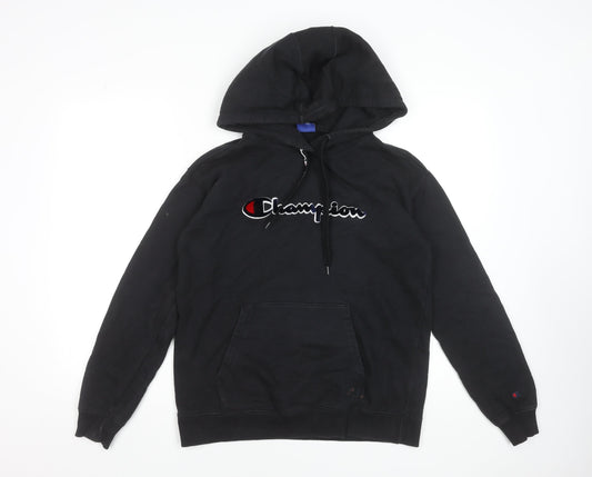 Champion Men's Black Small Pullover Hoodie with Embroidered Logo