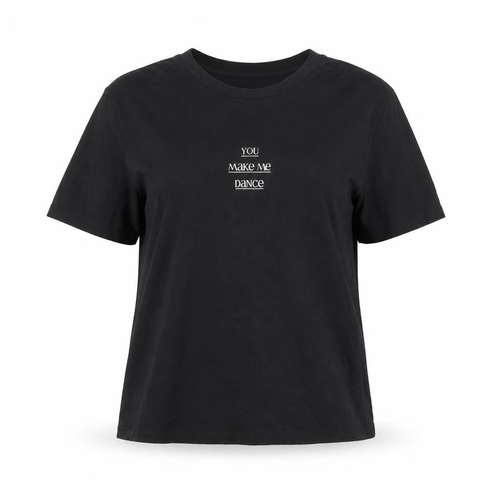 Mango Women’s Black Cotton Embroidered T-Shirt Size L