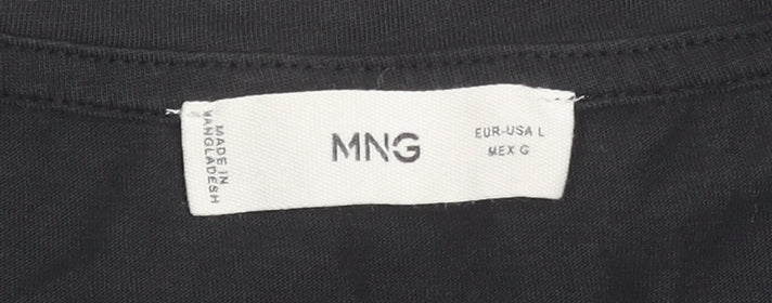 MNG Women’s Black Cotton Embroidered T-Shirt Size L