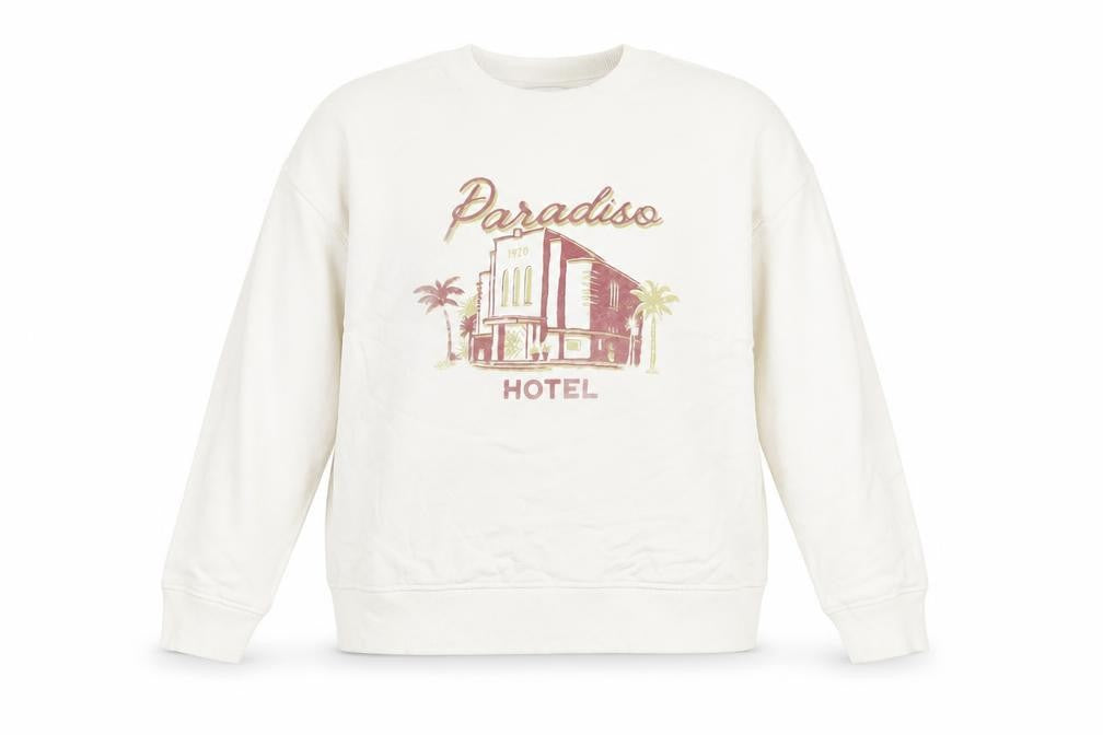 Marks & Spencer Women Beige Paradiso Graphic Cotton Sweatshirt Medium