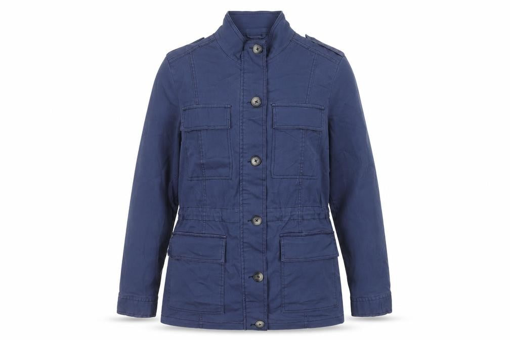 JD Williams Women's Blue Cotton Military Jacket Size 16