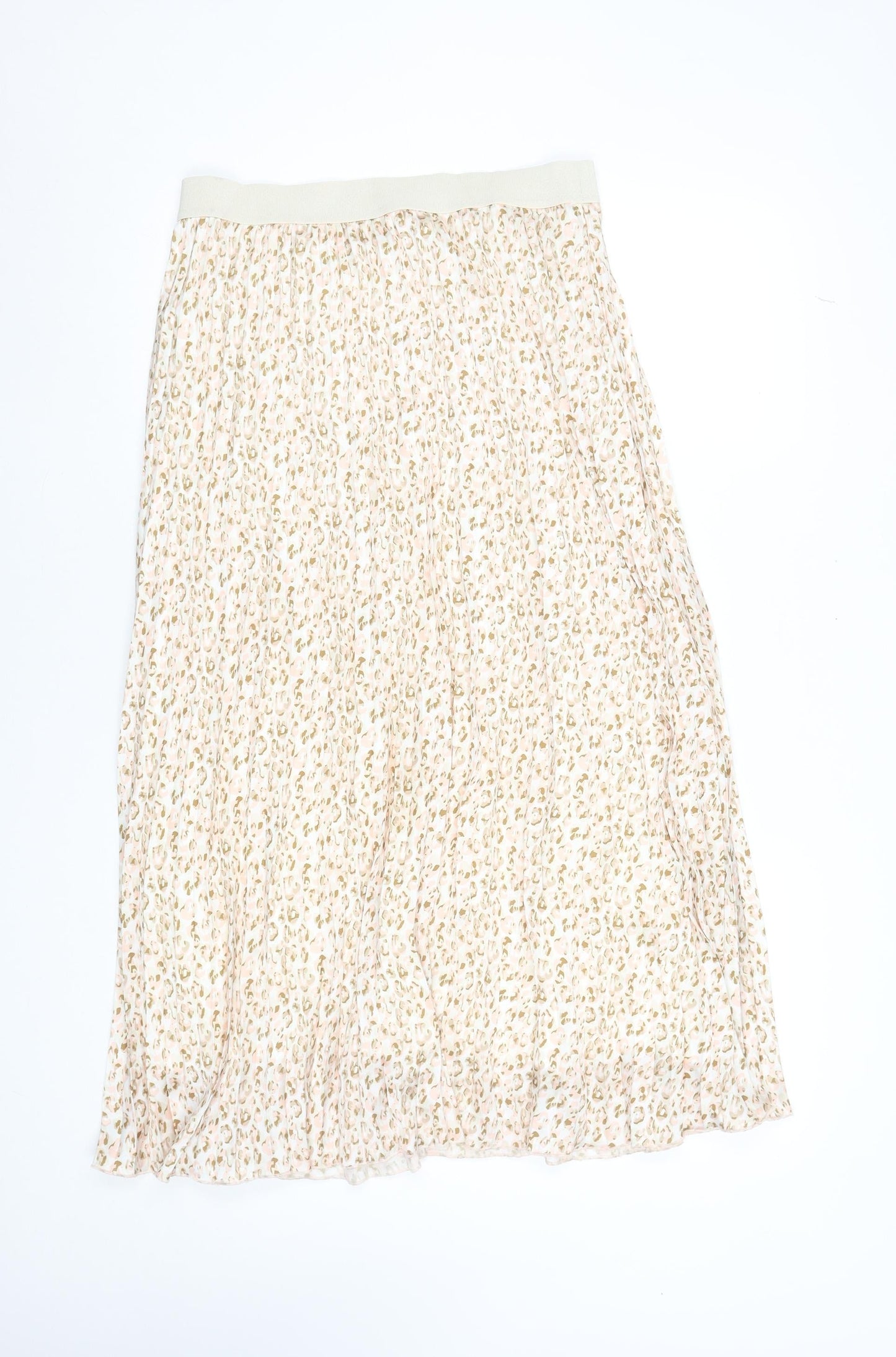 Esqualo Womens Beige Pleated Animal Print Midi Skirt Size 10