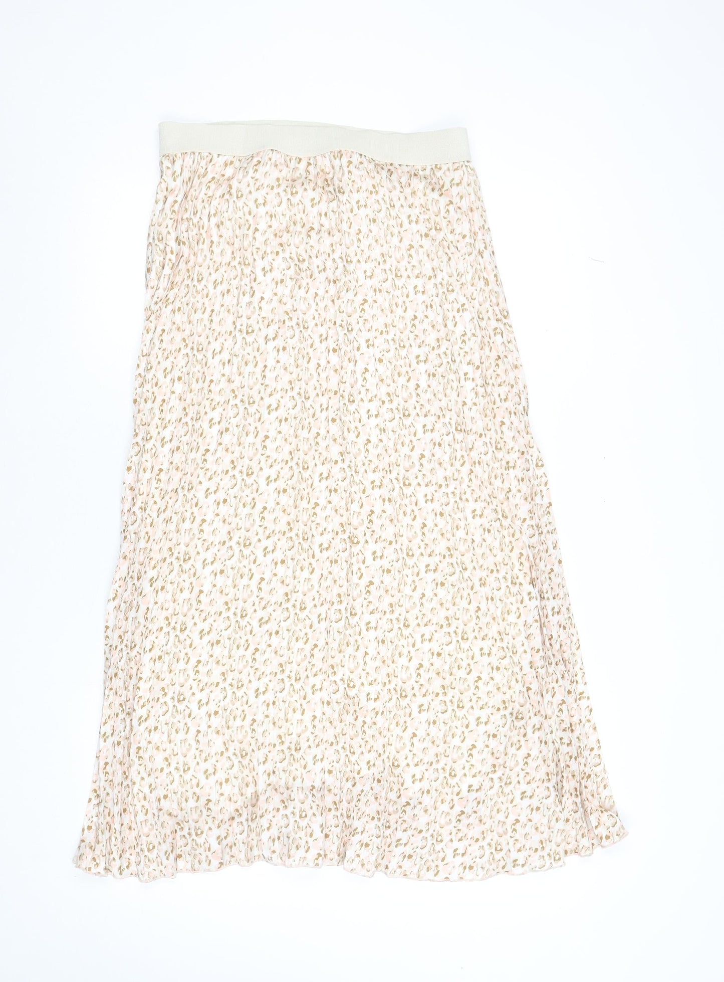 Esqualo Womens Beige Pleated Animal Print Midi Skirt Size 10
