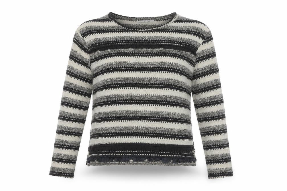 Oasis Women Grey Striped Crew Neck Knit Jumper Size S