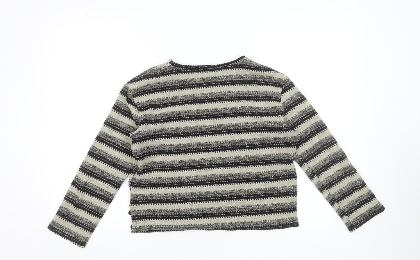 Oasis Women Grey Striped Crew Neck Knit Jumper Size S