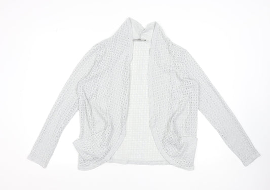 Oasis Women's Grey Open-Knit Long Sleeve Cardigan Size 12