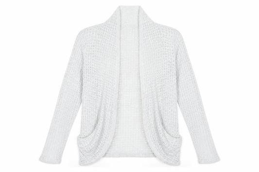 Oasis Women's Grey Open-Knit Long Sleeve Cardigan Size 12