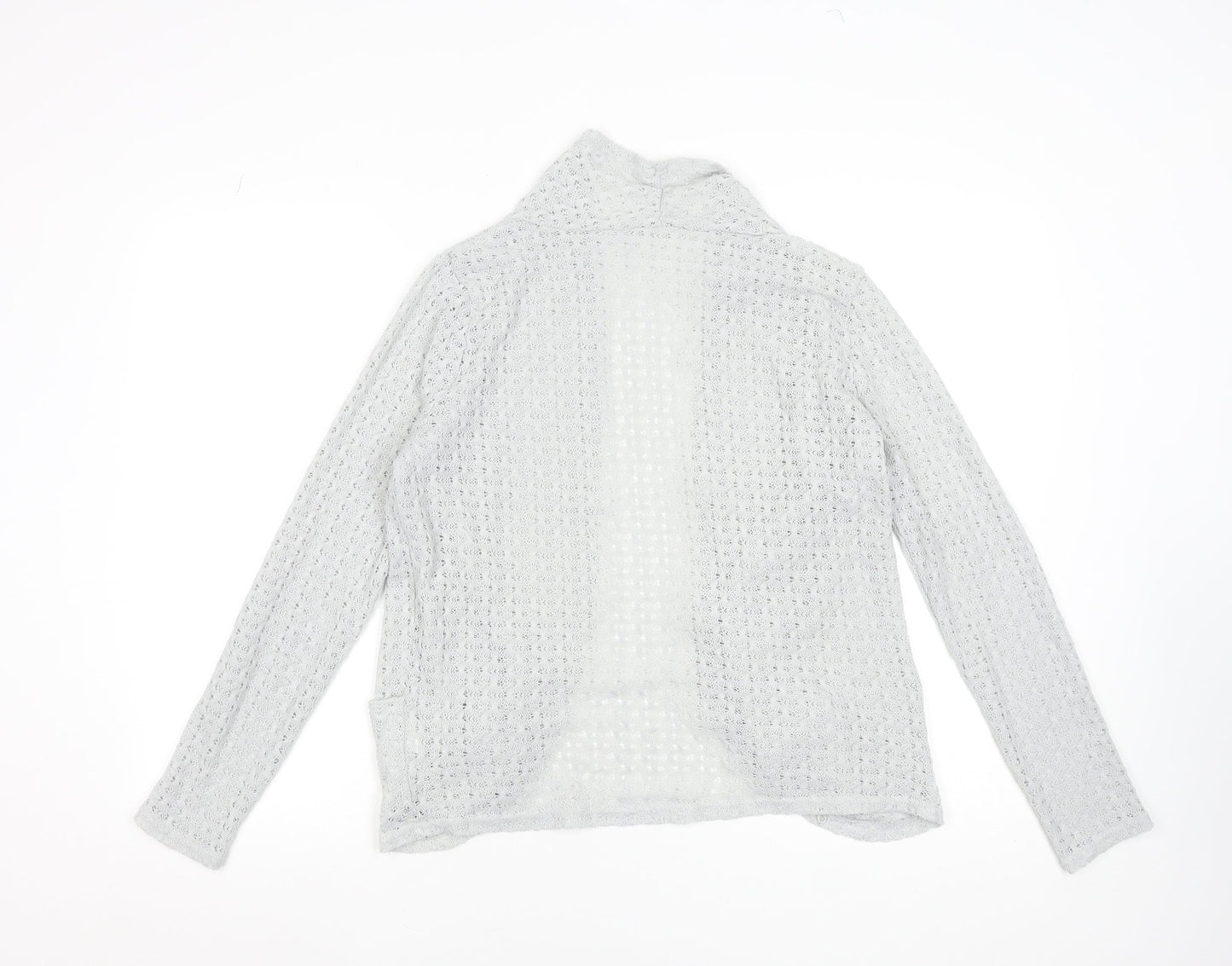 Oasis Women's Grey Open-Knit Long Sleeve Cardigan Size 12