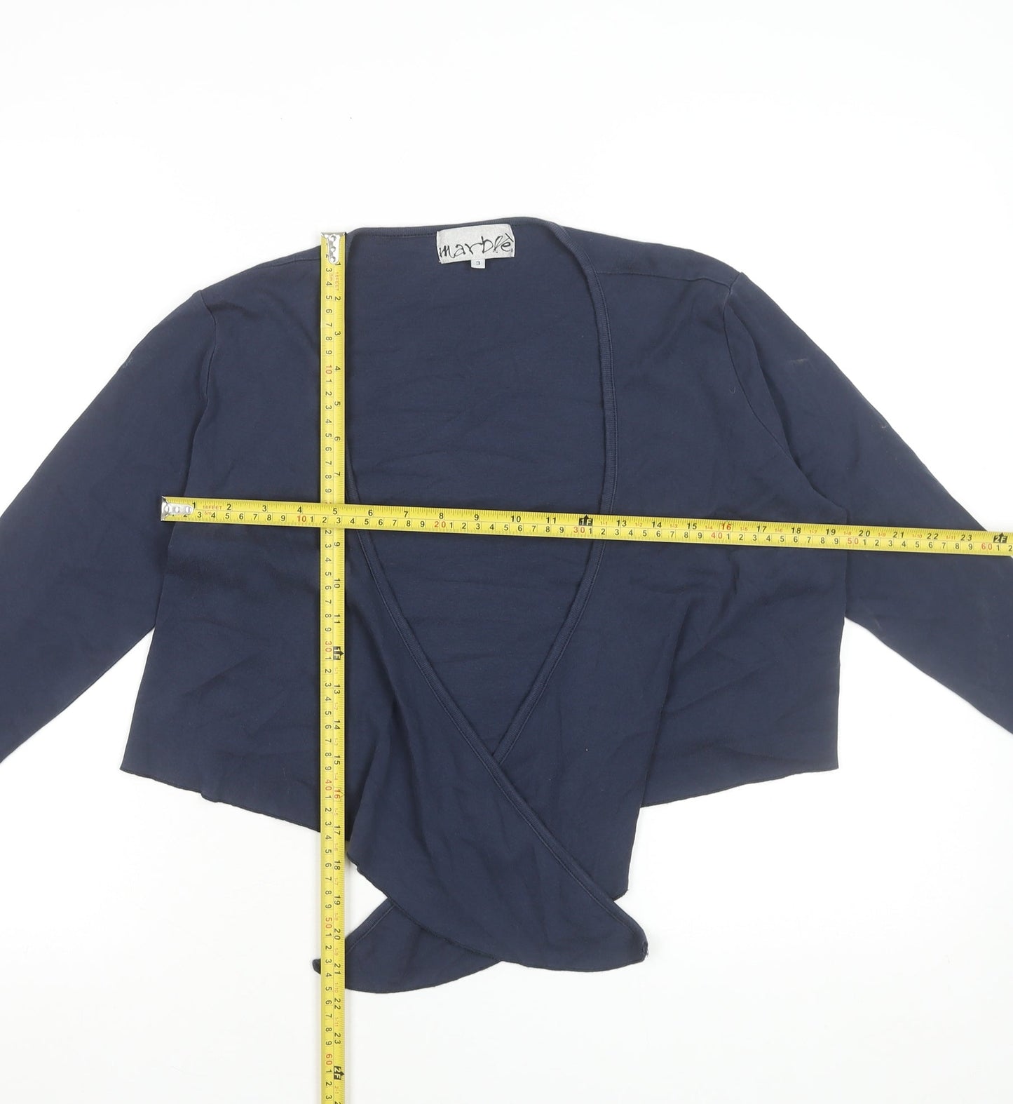 Marble Womens Blue Size 12 Open Knit 3/4 Sleeve Cotton Cardigan