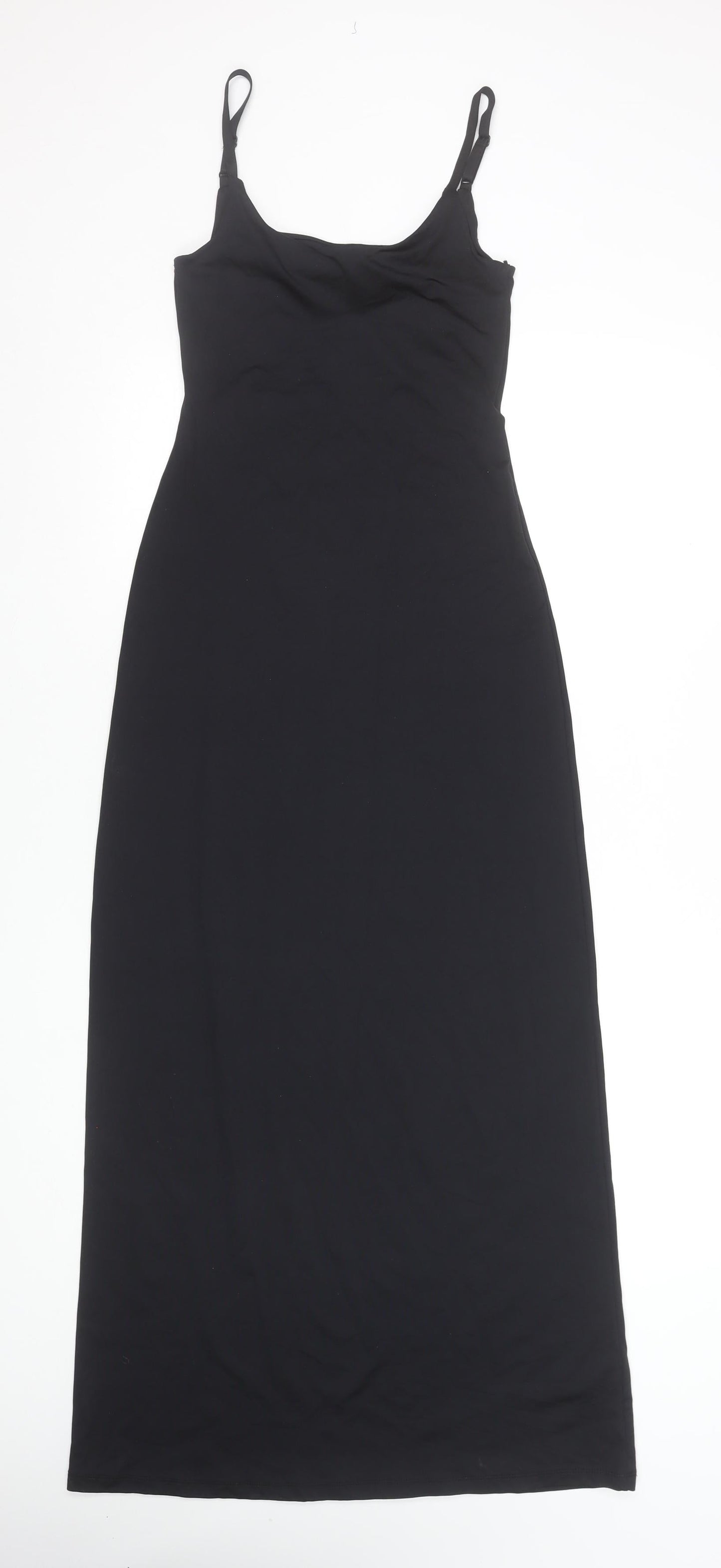 Savida Women’s Black XS Long Slip Dress Scoop Neck Stretch