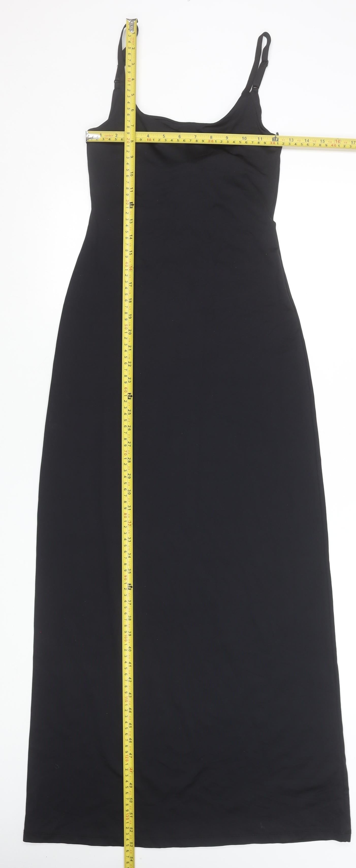 Savida Women’s Black XS Long Slip Dress Scoop Neck Stretch