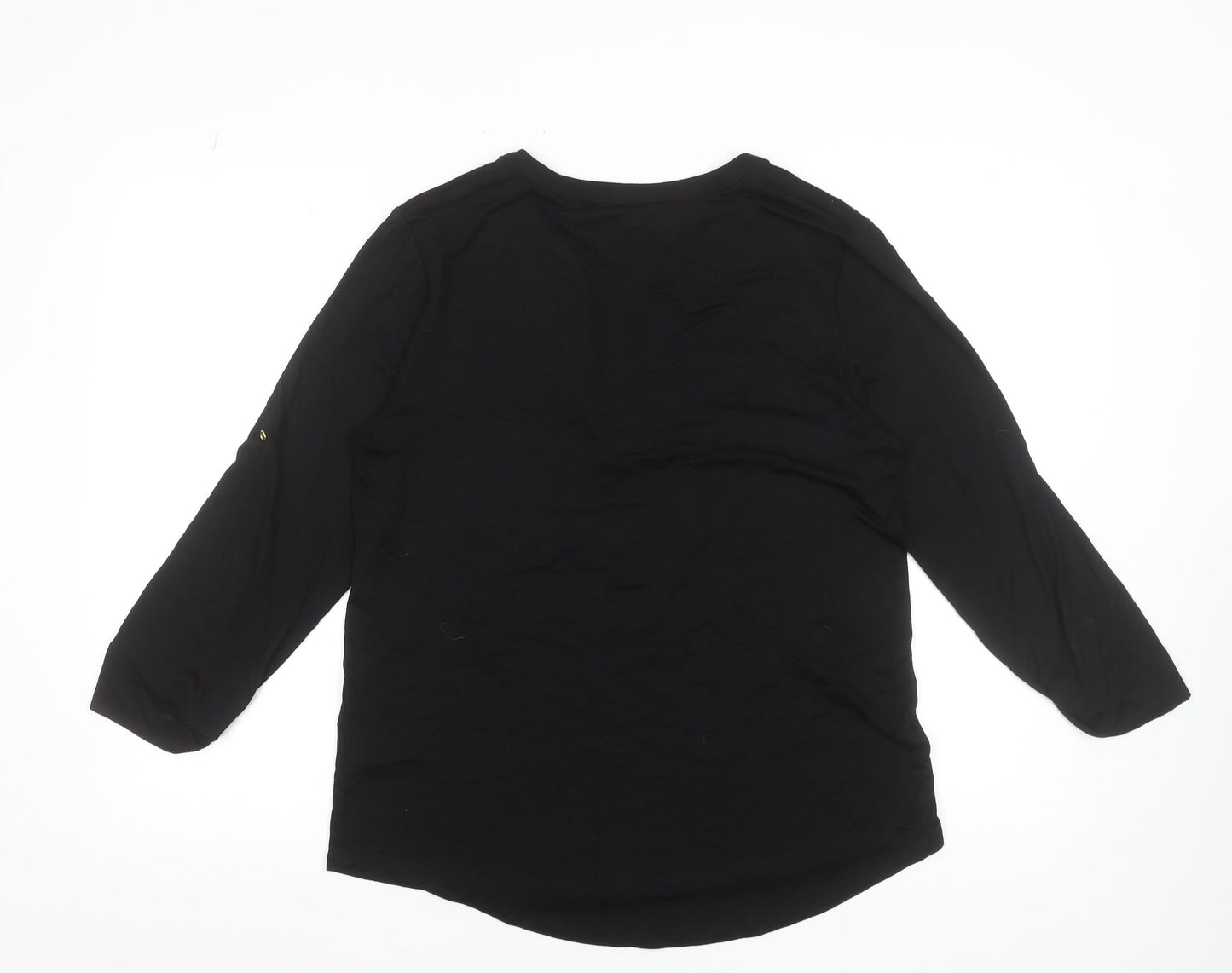 Cable & Gauge Womens Black Long Sleeve Zip Front V-Neck Blouse Size M