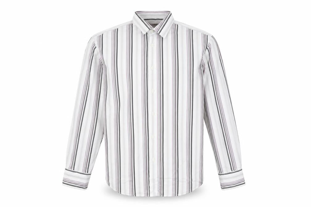 Ben Sherman Men's White Striped Long Sleeve Cotton Shirt XL