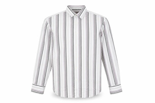 Ben Sherman Men's White Striped Long Sleeve Cotton Shirt XL