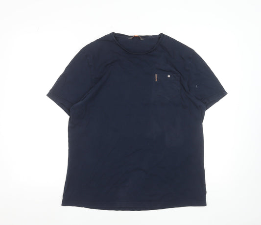 Ben Sherman Men's Blue L Crew Neck Pocket T-Shirt 100% Cotton