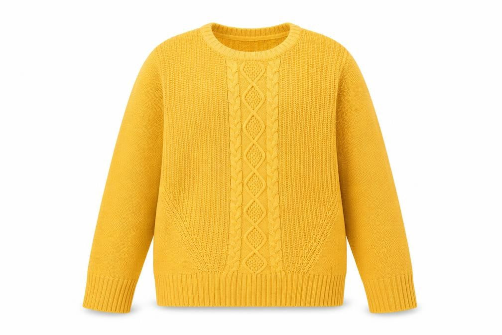 Diesel Women's Yellow Cable-Knit Cotton Blend Pullover Jumper L