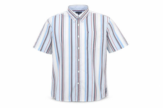 Tommy Hilfiger Men's Blue Striped Button-Down Shirt Size 16 Regular Cotton