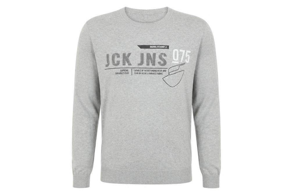 Jack & Jones Men's Grey Cotton Pullover Jumper M Crew Neck Casual