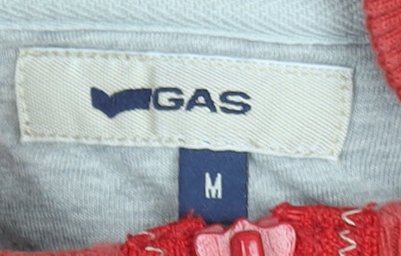 GAS Men's Red Full Zip Cotton Sweatshirt M Logo College Style