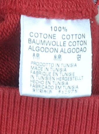 GAS Men's Red Full Zip Cotton Sweatshirt M Logo College Style