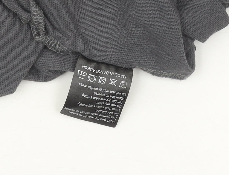 Weekend Offender Men's Grey Long Sleeve Polo Shirt L Regular Fit
