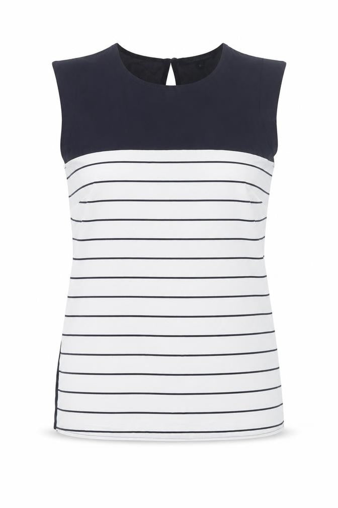 French Connection Women's Blue Striped Sleeveless Blouse Size S