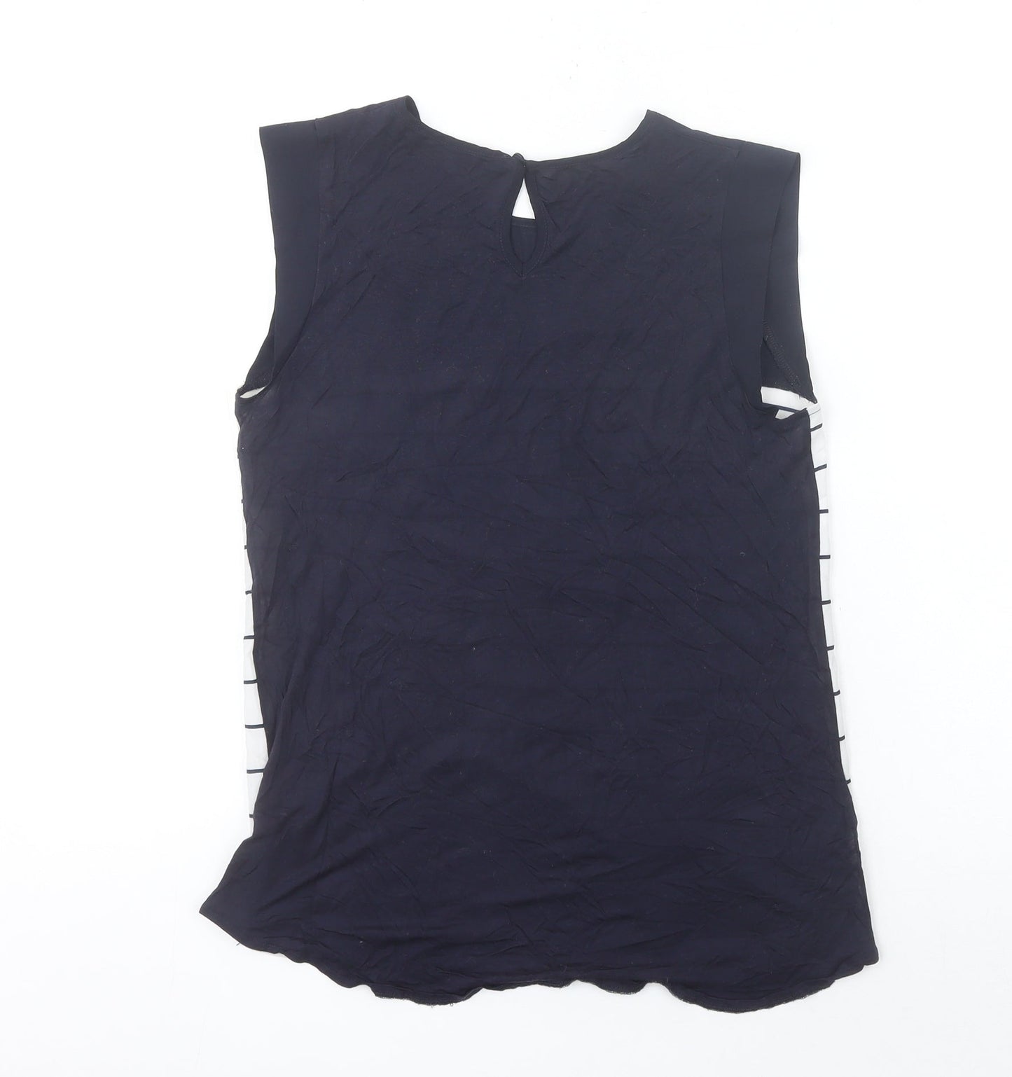 French Connection Women's Blue Striped Sleeveless Blouse Size S
