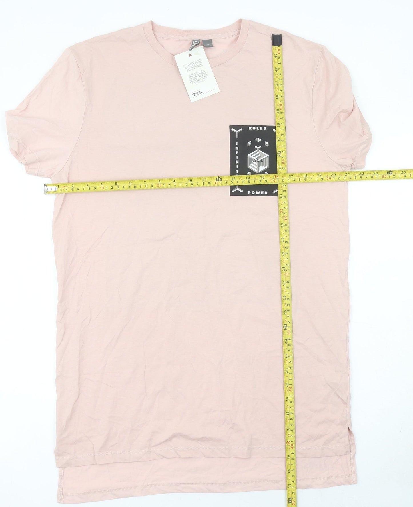 ASOS Men Pink Graphic Print Cotton T-Shirt M Short Sleeve Regular Fit
