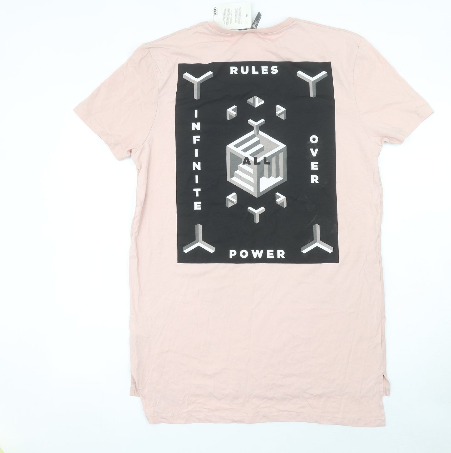 ASOS Men Pink Graphic Print Cotton T-Shirt M Short Sleeve Regular Fit