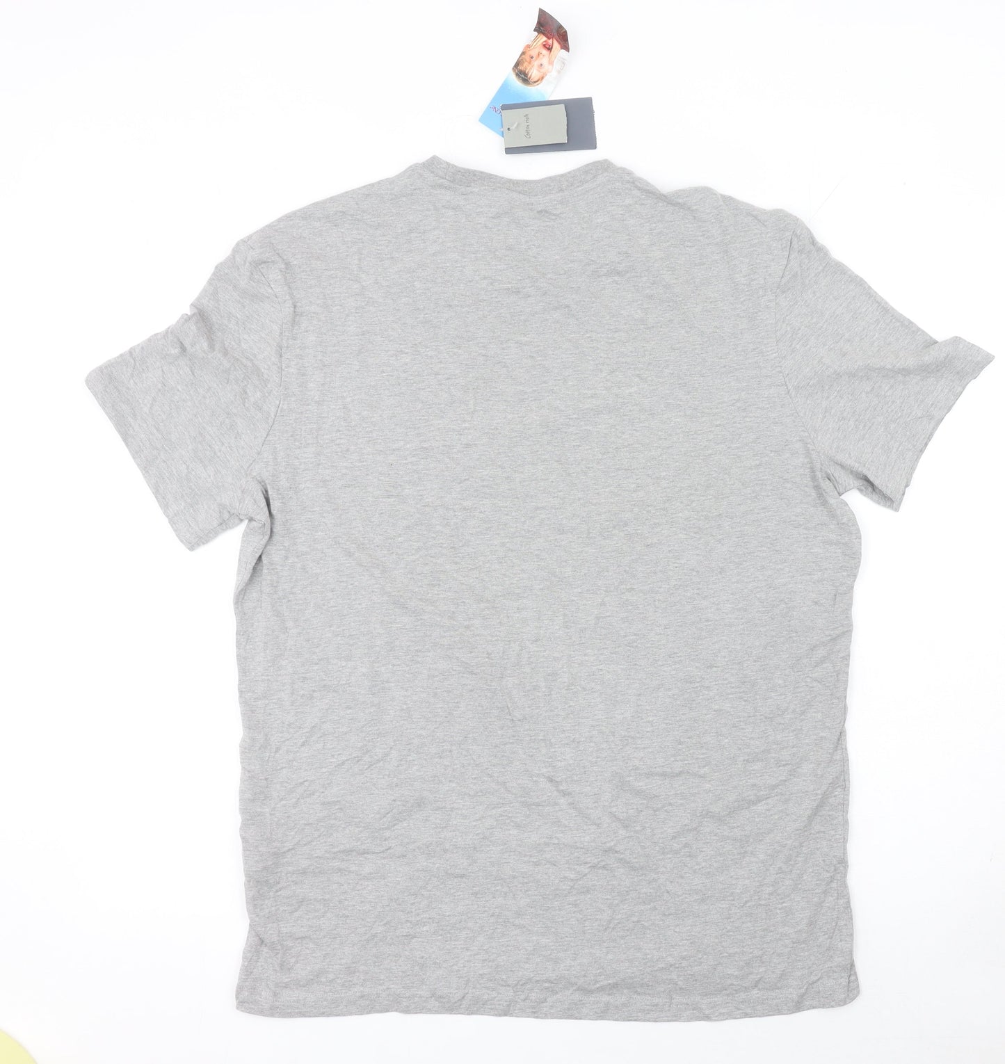 Home Alone Grey Graphic Print Men's T-Shirt Size L Cotton Blend
