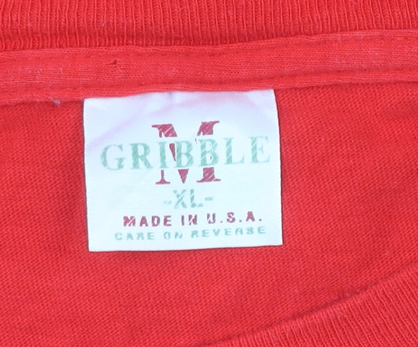 Gribble Men's Red Cincinnati Basketball Graphic T-Shirt XL