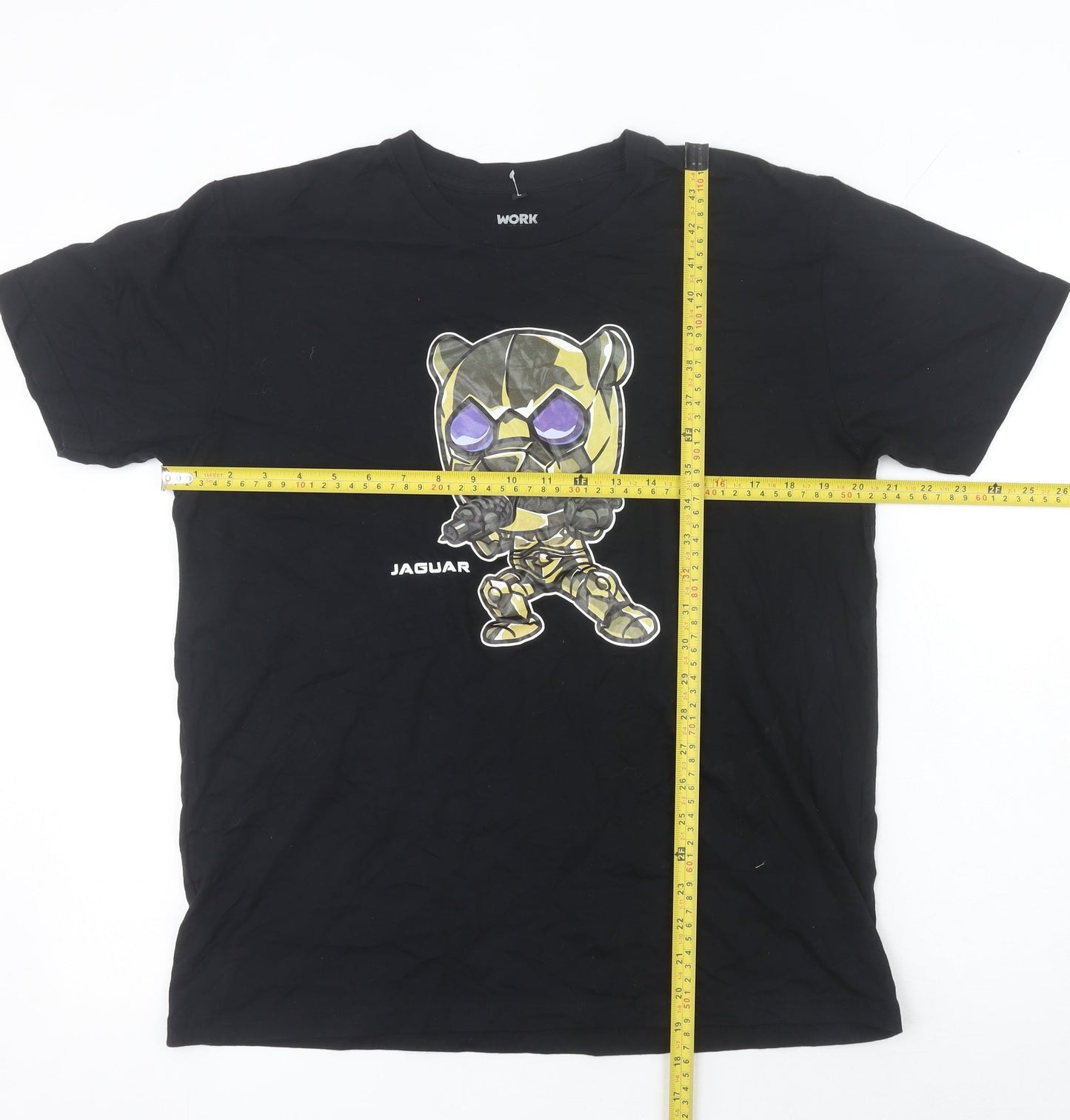 Workpoint Black Womens L Graphic Cartoon Cotton T-Shirt