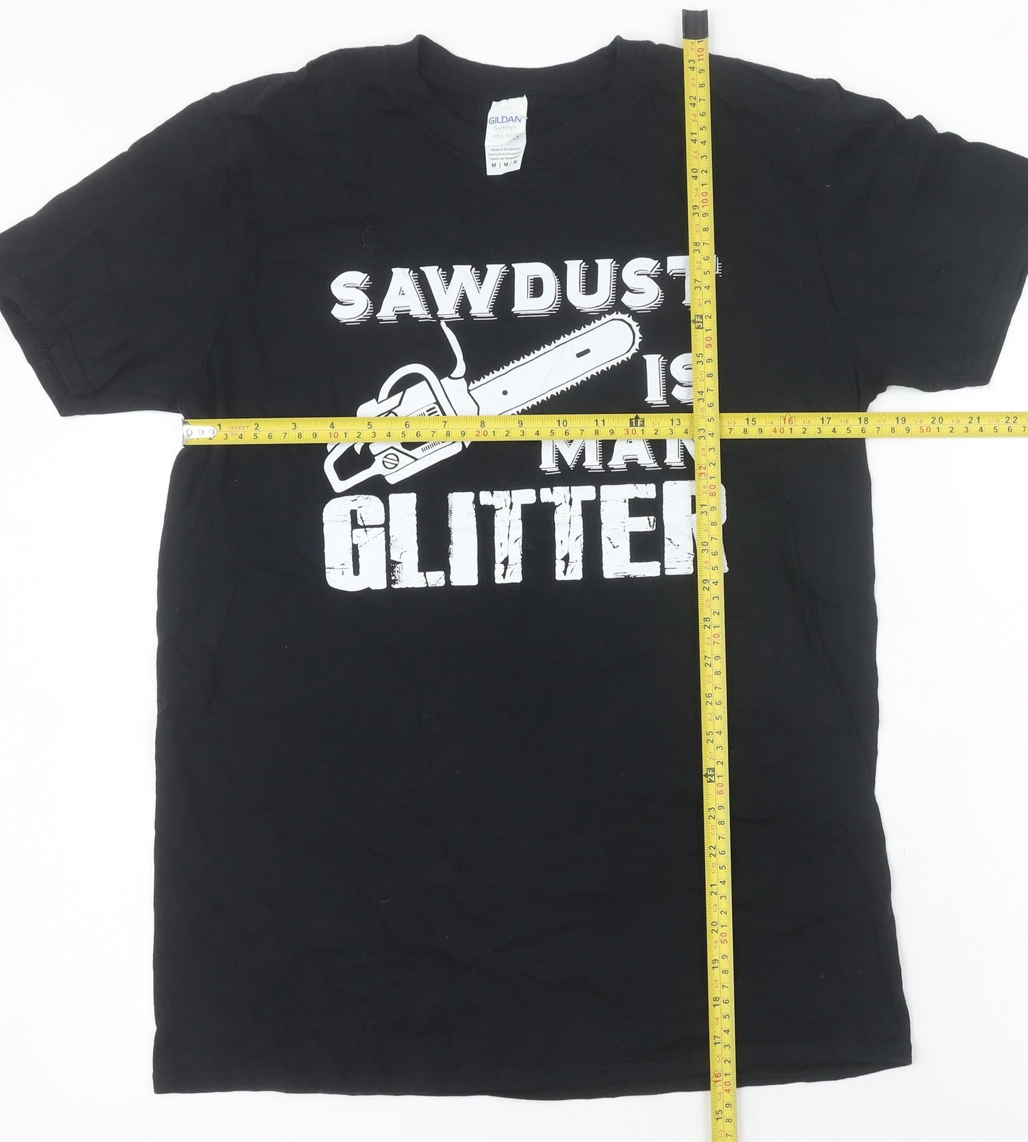 Gildan Men’s Black Funny Graphic T-Shirt M ‘Sawdust Is Man Glitter’