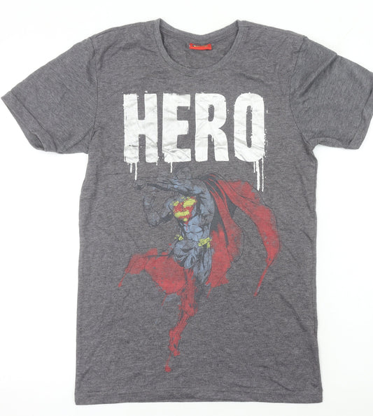 Superman Womens Grey XS Graphic Hero T-Shirt Short Sleeve