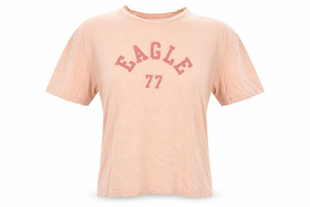American Eagle Women's Pink Cotton Short Sleeve Basic T-Shirt M