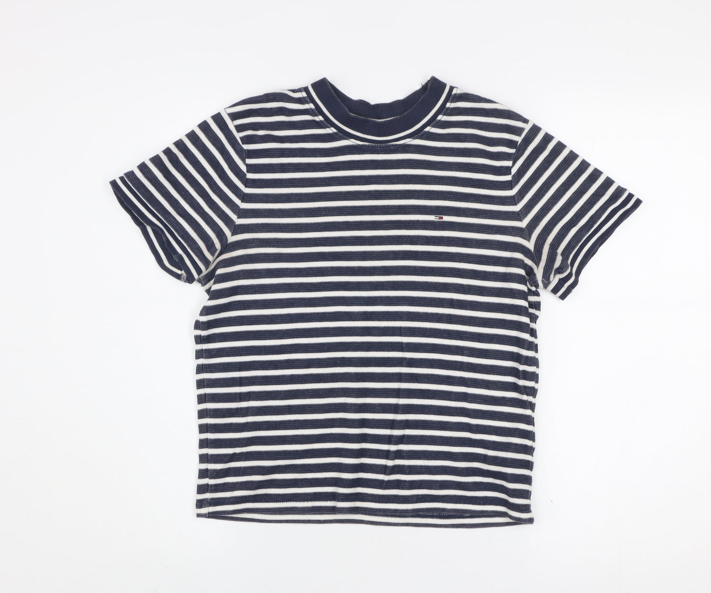 Tommy Jeans Women's Blue Striped Cotton Crew Neck T-Shirt XL