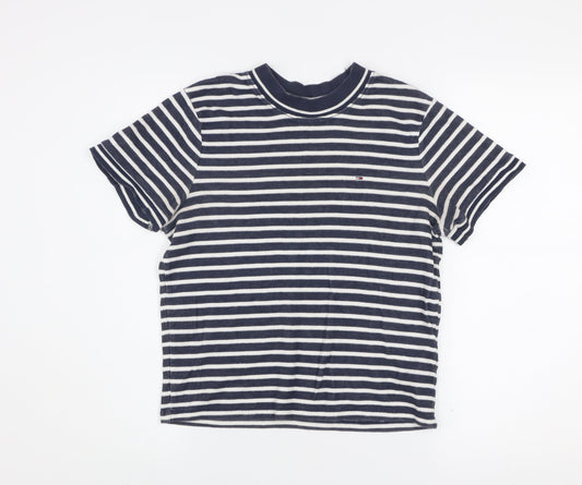 Tommy Jeans Women's Blue Striped Cotton Crew Neck T-Shirt XL