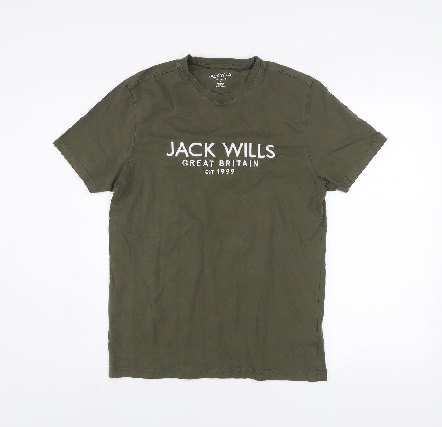 Jack Wills Men's Green Classic Fit Crew Neck T-Shirt Size S