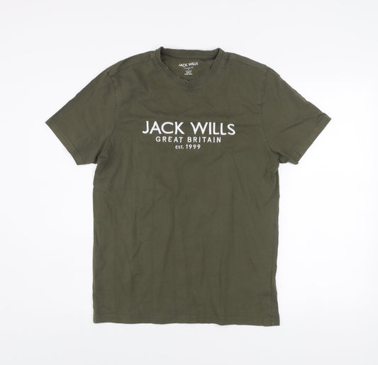 Jack Wills Men's Green Classic Fit Crew Neck T-Shirt Size S