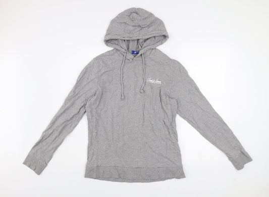 Jack & Jones Mens Grey Pullover Hoodie M Lightweight Logo
