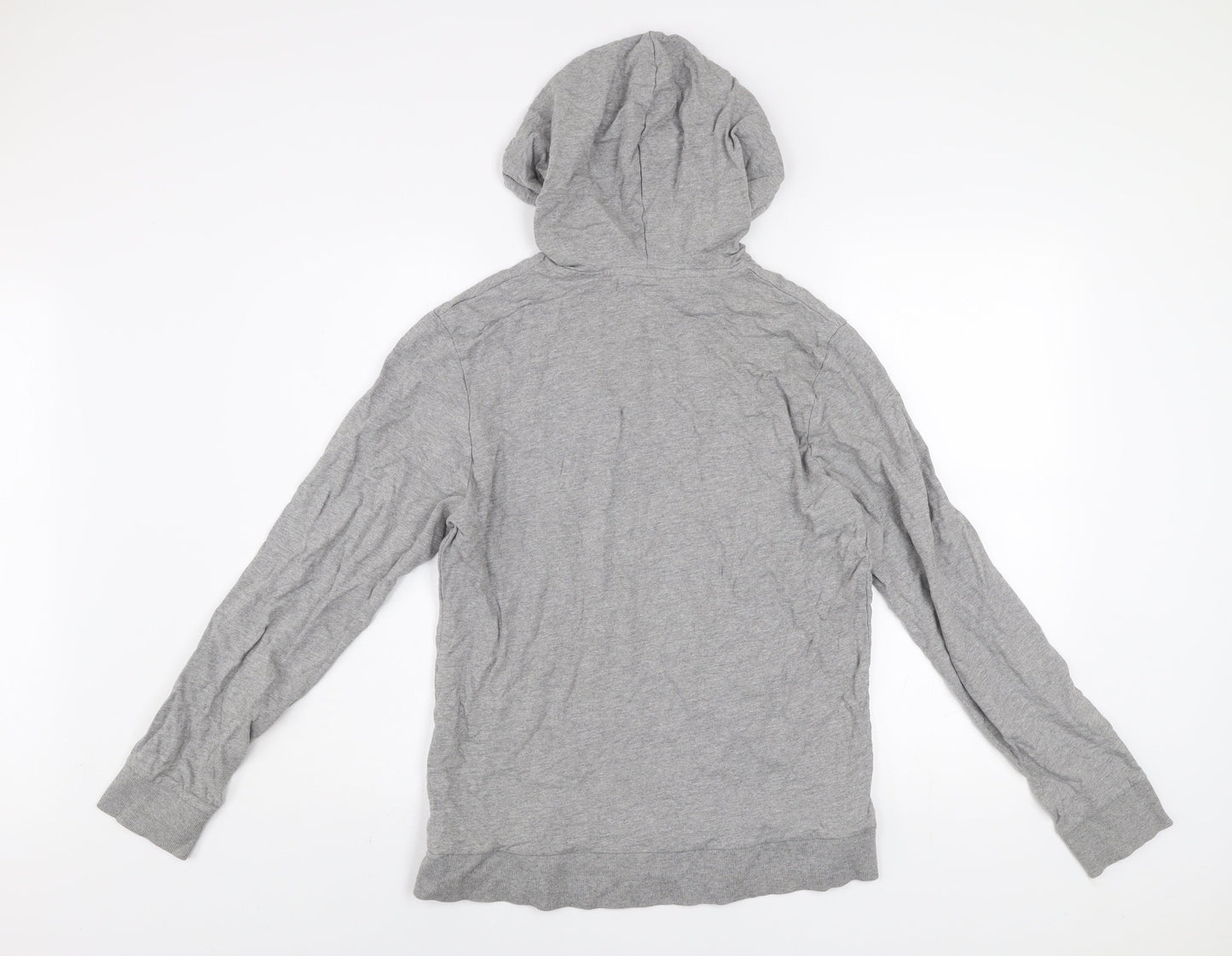 Jack & Jones Mens Grey Pullover Hoodie M Lightweight Logo