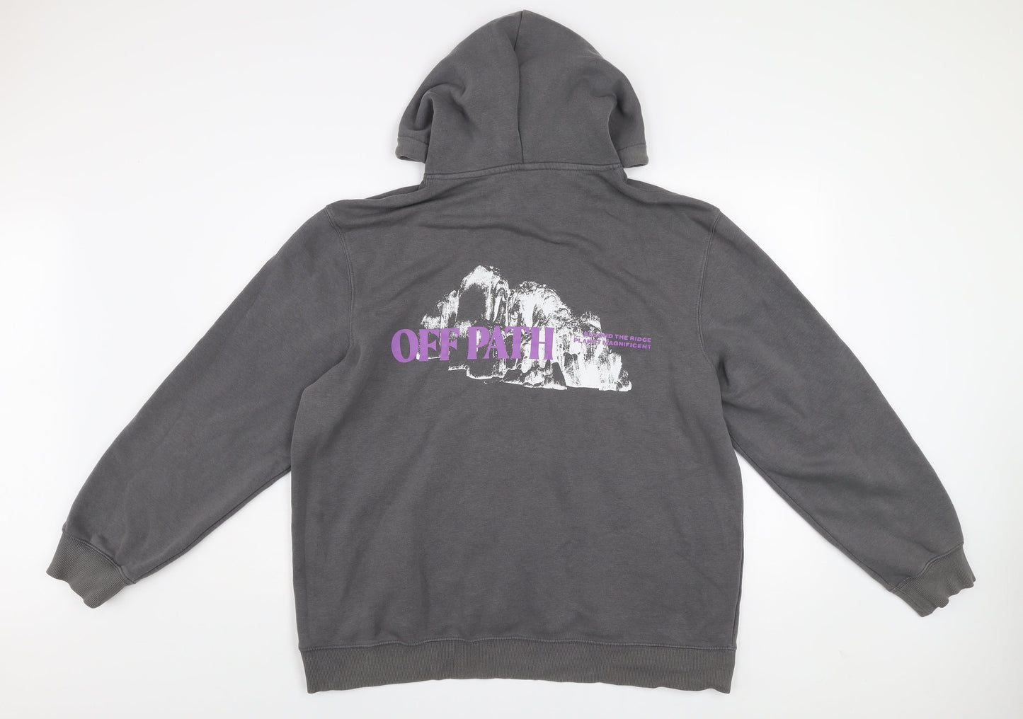 H&M Men’s Grey Regular Fit Pullover Hoodie XL Graphic Print