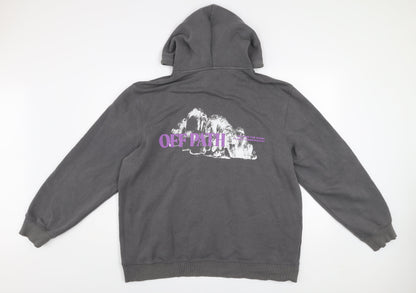 H&M Men’s Grey Regular Fit Pullover Hoodie XL Graphic Print