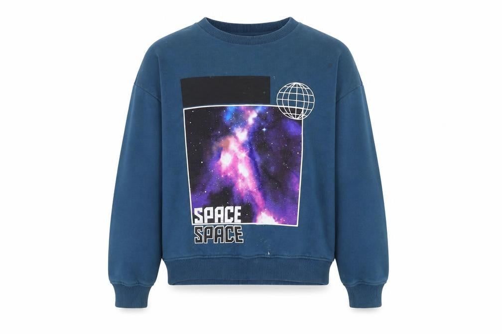 Marks & Spencer Girls Blue Space Graphic Pullover Sweatshirt 9-10 Years