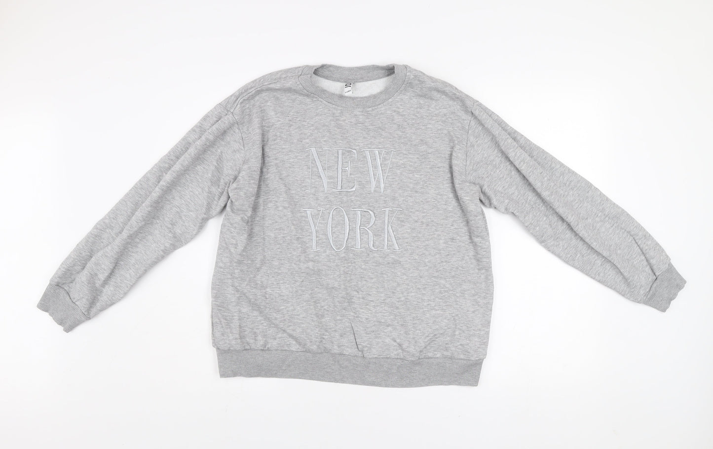 JDY Women's Grey New York Pullover Sweatshirt XL