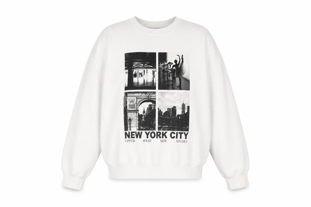 Dunnes Women White XS Pullover Sweatshirt New York City Graphic Print