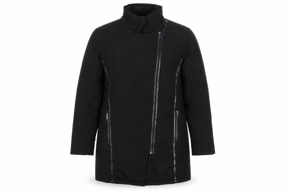 MS Mode Women's Black Long Zip Up Overcoat Size 42 Regular Fit