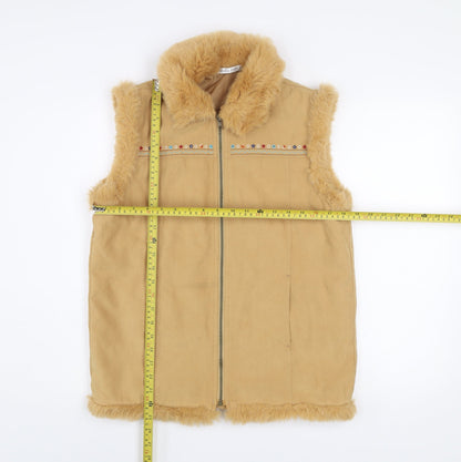 Back view of Marks & Spencer girls’ beige faux fur lined waistcoat 13-14 years